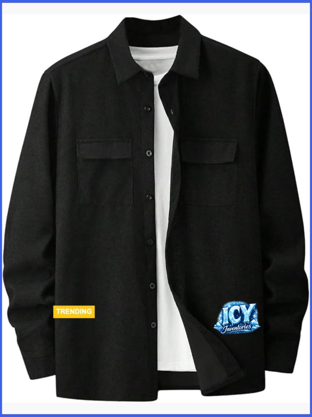 Men's Corduroy Shirt Jacket Button Down Long Sleeve Casual Shacket with Pockets - Picture 1 of 5